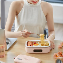 小熊（Bear）电热饭盒单层蒸煮饭盒可插电保温上班族便携式热饭器加热饭盒预约定时 DFH-P08A1  粉色