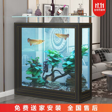 金鱼缸客厅大中型落地家用简约现代水族箱嵌入屏风免换水鱼缸定做 落地（微晶石）长100x宽40x高128cm