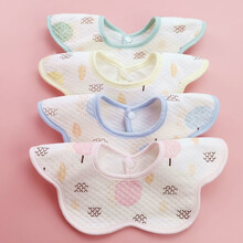 沐凡 婴儿口水巾男女宝宝围嘴可旋转新生儿童防水吃饭围兜四季 5条装 【升级防水】花瓣款-女宝宝（5条装）