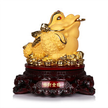 金泰宏 开业礼品 金蟾蜍摆件 工艺品 办公室摆设三足金蟾蜍公司商务送礼客厅电视柜店铺创意摆设 长29cm*宽29cm*高31cm