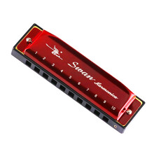 天鹅SWAN 10孔布鲁斯口琴红色C调