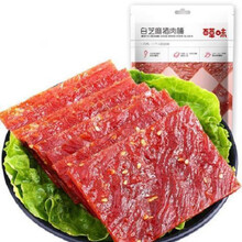 百草味-猪肉脯100g*5袋 猪肉脯休闲零食靖江猪肉干即食60g*1袋 白芝麻猪肉脯100g*1袋