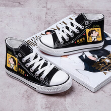 卡通动漫高帮儿童帆布鞋男童女童鞋子学生布鞋宝宝韩版潮板鞋春秋新款休闲鞋 高邦黑幼稚园 36