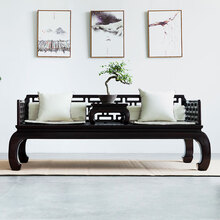 颐和盛世红木家具血檀（学名：染料紫檀）明式简约罗汉床中式实木沙发床客厅休闲榻榻米 曲尺罗汉床