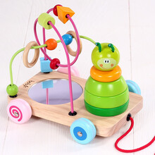 儿童玩具手拉车 儿童学步拖拉车玩具宝宝幼儿婴儿1一2两-二3三周岁手拉线牵引MYFS 小虫绕珠叠圈手拉车(盒装)