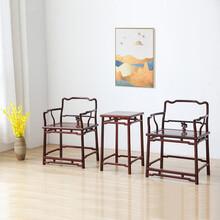 青龙韵阁 红木家具血檀（学名：染料紫檀）原木玫瑰椅三件套客厅官帽椅全实木靠背椅新中式休闲椅围椅 玫瑰椅三件套 整装