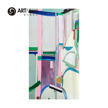 墨斗鱼艺术王祥彬抽象纸本综合材料原作粉色抽象大尺寸横幅新中式风格装饰画手工画框装裱60*90cm