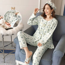 楚歌质优品 孕妇睡衣春秋季月子服外出长袖哺乳夏薄款产后喂奶套装12月份 开衫太阳花【送月子帽+口水围】 M