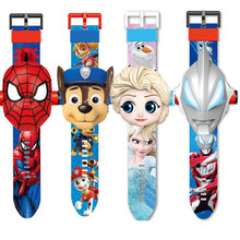 电子投影手表变形奥特曼钢铁蜘蛛侠冰雪奇缘金刚卡通翻盖儿童玩具男孩 经典4款
