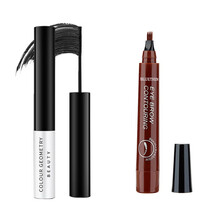 BLUETHIN细刷头睫毛膏 浓密纤长卷翘防晕染大眼睛 防水防汗不结块学生网红同款 睫毛膏+四叉眉笔