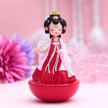 大唐不夜城不倒翁小姐姐同款人遇摆件西安纪念品娃娃送老外礼品 1099-1红裙粉罩衫  小