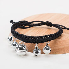 vieruodis 编织狗狗铃铛项链泰迪博美小型犬项圈布偶英短猫咪饰品颈圈 黑色电镀 S-小型