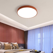 领尚登 简约现代客厅灯中式红实木色LED吸顶灯小米小爱智能卧室灯圆形灯具 圆23cm 12瓦 LED白光