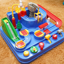 贝恩吉 儿童玩具车小汽车轨道车抖音同款闯关大冒险停车场模型套装火车男女孩亲子互动3-6岁创意礼物 6车音乐版【警车*2+救护车+消防车+火车*2】