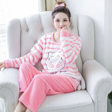 孕妇睡衣春秋冬季加厚加绒月子服产妇产后保暖珊瑚绒哺乳10月份11 844#萌小鹰 M