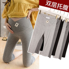 米度丽 孕妇打底裤夏季薄款孕妇裤子外穿时尚七分裤低腰托腹短裤潮妈夏装 七分裤-深灰色 M码