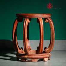 世书红木家具缅甸花梨（学名：大果紫檀）中式鼓凳 实木圆凳子 家用茶几矮凳换鞋凳坐墩 高49cm