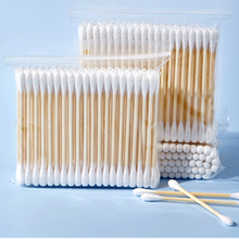 棉签木棒尖头椭圆头掏耳棉棒双头棉花一次性化妆棒卸妆棉球美妆工具 袋装100支棉签