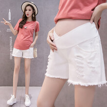 三象鲨孕妇装孕妇短裤夏外穿时尚托腹孕妇裤子夏季潮妈薄款春大码女装宽松韩版网红辣妈孕妇外出服 白色 L