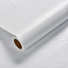 自粘加厚橱柜子木纹改色膜防水贴纸客厅木门装饰墙纸壁柜家具翻新 加厚纯白木纹【120cm宽X5米】 中