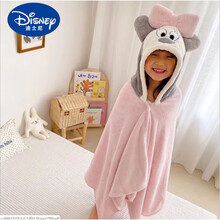 迪士尼（商场同款）适合2-8岁男女宝宝披的浴袍莫代尔珊瑚绒斗篷加厚带帽棉吸水速干迪士尼卡通公主浴巾 粉色米奇 70*140