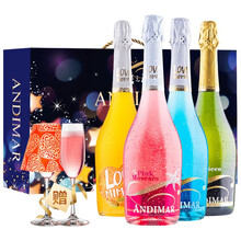 超市	爱之湾缤纷四支装甜起泡酒气泡葡萄酒果酒礼盒750ml*4瓶（赠双支香槟杯、灯罩、蜡烛） 西班牙进口