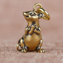 ins抖音同款十二生肖铜汽车钥匙扣属相挂件中国风吊坠护身男书包配饰创意复古 鼠