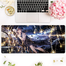 海琴烟 鼠标垫大号动漫二次元女生锁边护腕定制超大电脑办公电竞游戏键盘垫桌垫 星星与海 300x800x4mm