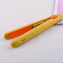 迷你直板夹板直发卷发棒女两用内扣迷小型小夹板刘海学生宿舍 黄色【+收纳盒】