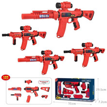 磁力拼装枪电动冲锋枪儿童玩具声光枪5岁男孩拼装枪可以发射 2287
