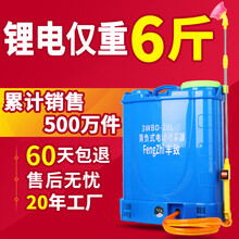 丰致 锂电池电动喷雾器 农用充电多功能喷雾器 智能背负式打药机农药高压电喷壶防疫消毒灭菌电动喷雾器 20L手柄开关【三开关】（16安）高配/锂电