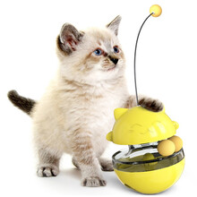 SLPC 猫咪玩具 小猫自嗨漏食球玩具不倒翁逗猫棒猫咪转盘玩具逗猫球漏食玩具 黄色