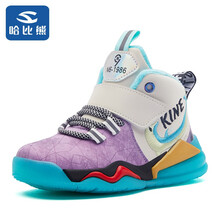 哈比熊童鞋冬款男童鞋儿童运动鞋女童鞋加绒保暖二棉鞋 兰紫(革面) 28码