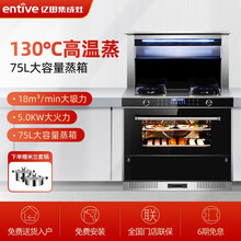 亿田（entive）S3蒸箱集成灶一体灶侧吸下排不锈钢台面家用开放厨房燃气灶油烟机蒸箱套装 黑色 液化气左排烟