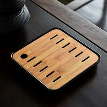 小茶盘储水式茶盘简约茶托盘迷你茶台家用密胺茶盘小号干泡台茶盘 渔舟唱晚(20cm)