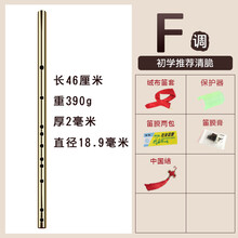 黄铜笛子纯铜加厚初学精制考级演奏GFEDC调金属横笛古风乐器 F调+全套配件