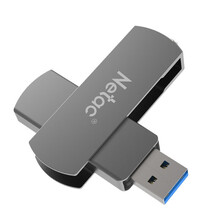 朗科（Netac）USB3.0 U盘U681 高速360旋转金属车载U盘加密闪存盘 铁灰色 32GB