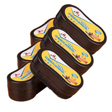 标奇 鞋蜡海绵擦鞋油 透明无色鞋油 黑色棕色通用 双面单面可用擦鞋刷皮鞋油护理皮具皮革护理剂 椭圆形双面6个装