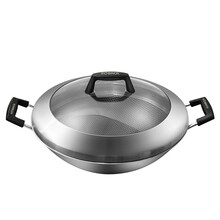 康巴赫炒锅不粘锅304不锈钢双耳炒菜锅40cm大顿锅燃气灶专用
