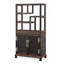 品尊轩红木家具大红酸枝/老红木/老挝红酸枝（学名：交趾黄檀）圆角柜戗金工艺独板茶水柜置物柜迷你收纳柜 博古架定金