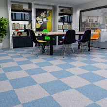 商场同款办公室地毯方块拼接大面积满铺客厅卧室商用工装酒店写字楼可裁剪高端便宜新疆棉 蓝色双拼 灰色+蓝色 10平米(40片装)沥青底