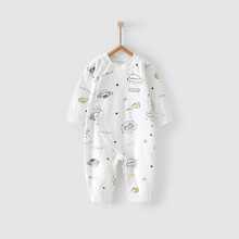 童泰 四季款婴儿衣服1-18月新生儿偏开连体衣男女宝宝闭裆哈衣爬服 TS04J559 绿色 73