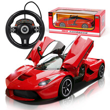 勾勾手（GOUGOUSHOU）遥控车儿童玩具车遥控汽车漂移毒药跑车男孩方向盘遥控赛车玩具 一键开门遥控车-红色【小方向盘+彩盒包装】