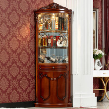 三角柜实木 实木角柜客厅墙角柜三角形奢华转角酒柜拐角餐边柜白色角落柜Sivir 深色【复古款】加大版 角边长56 无现货 组装