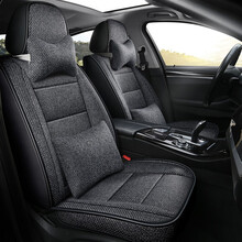 一汽奔腾x40 x80 B50 B30 B70 B90专用座套全包围汽车座垫四季通用亚麻坐垫座椅套 灰色亚麻-豪华版(五座通用款)
