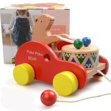 拖拉学步拉线手拉宝宝2岁儿童拉着走的小狗拉绳牵引拉拉车玩具 小熊打鼓