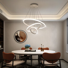 艺歌（yige） 餐厅吊灯三头北欧圆圈吧台灯led简约现代客厅吊灯具大气饭厅吊灯 白色三圈20+40+60CM-三色调光