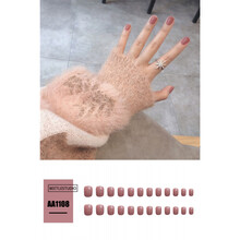 茹诗妮 香芋暖紫短款指甲贴片方头美甲成品显白纯色简约假指甲持久甲片 AA1108