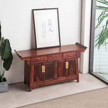 青龙韵阁 红木家具血檀（学名：染料紫檀）原木白胚三联橱全实木新中式餐边柜仿古玄关柜客厅储物柜家用 餐边柜 整装