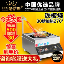 哈萨斯（HASASI）商用电磁炉铁板烧5000W3500W米高林板烧厨房专用大功率电磁灶电炉灶电灶台 5斤装24CM铁盘含木架10套套装